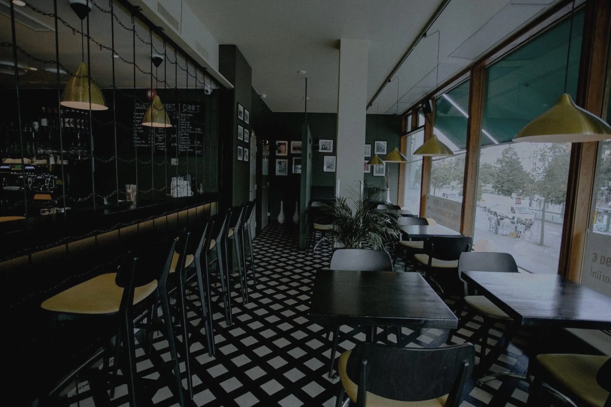 Café bar and seating, before editing